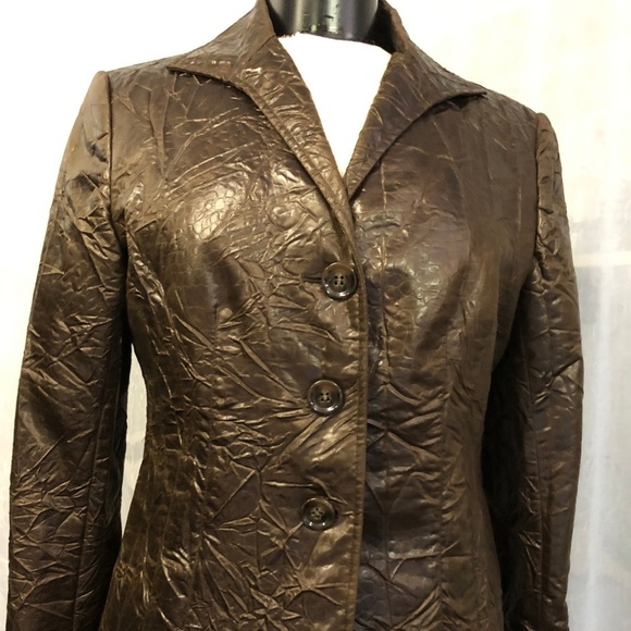 Lafayette 148 New York Jackets & Blazers - Lafayette148 New York Women's Brown Crinkle Blazer